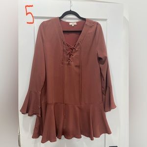 M Boutique boho dress with bell arms. Super cute Size Latge - EUC.